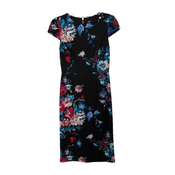 Betsey Johnson Floral Sheath Dress Size 2 Knee Length Cap Sleeve Party Workwear​ - Picture 1 of 13